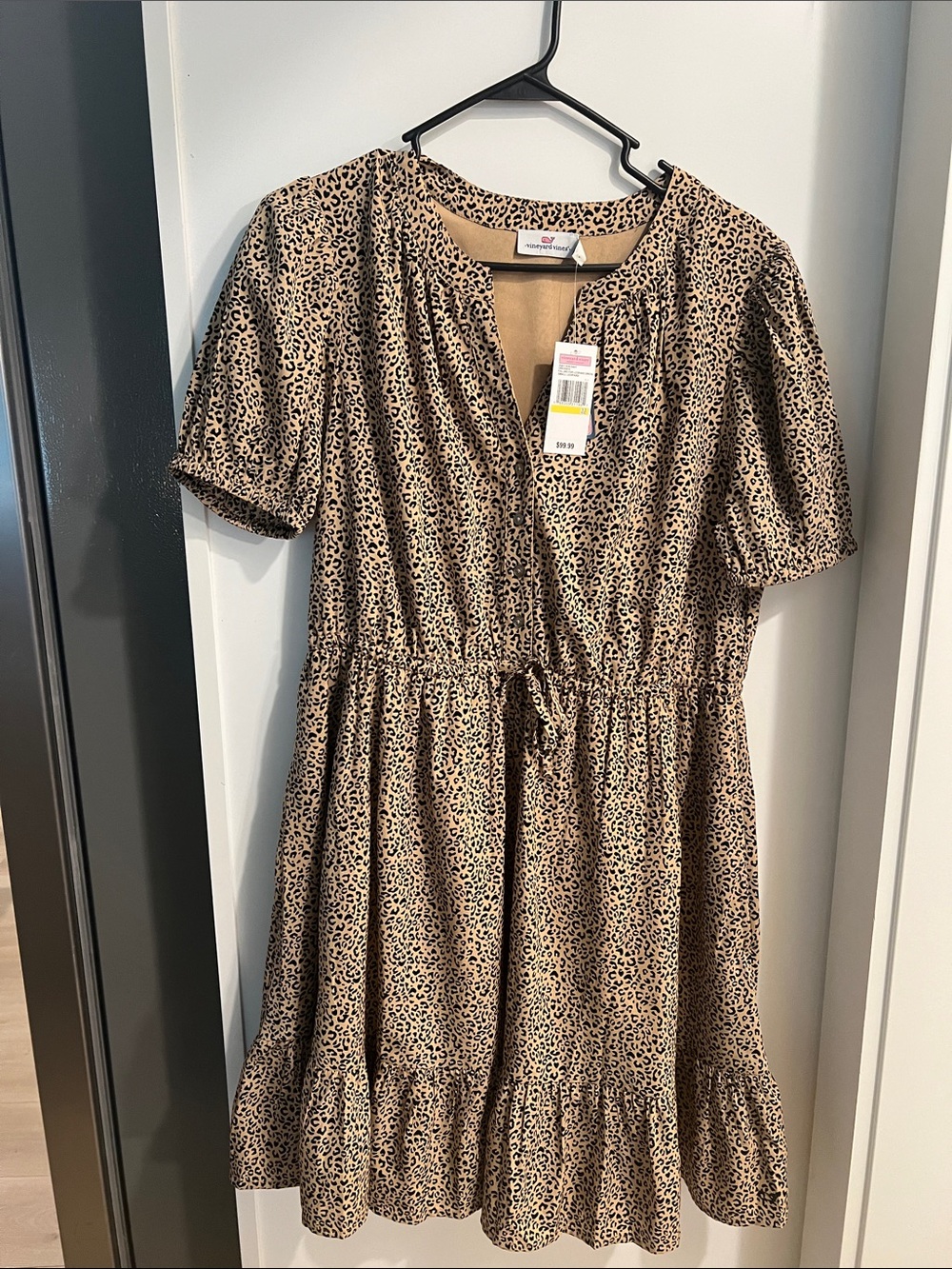 Vineyard Vines Leopard Print Blouse in Beige and Black
